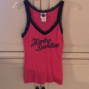 Harley tank pink and black lace size m